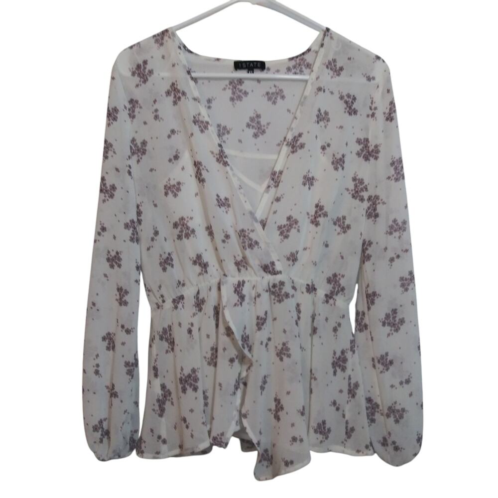 1 State Floral Wrap Sheer Blouse Size XS